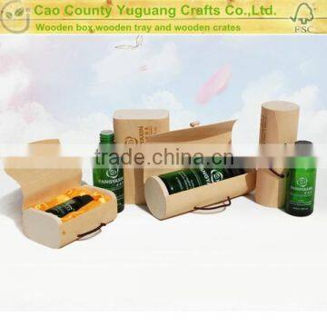 Single bottle essential oil packaging natural wooden cylinder box