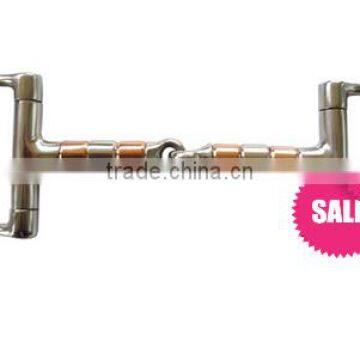 Stainless steel horse racing Dee bit of solid jointed mouth with stainless steel and copper rollers(Type-046)