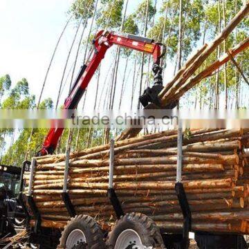 Forest Equipment Tractor Use Hydraulic Log Trailer Wood Trailer Timber Loading Trailer Log Wagon With Crane Grapple photo-2