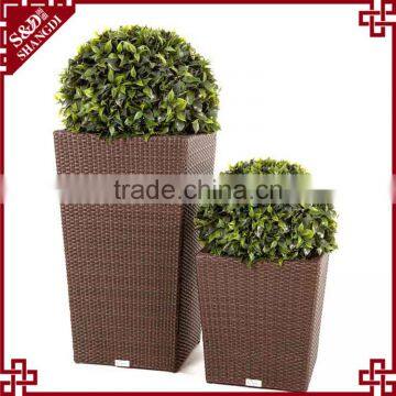 S&D Various plastic pe rattan hand made outdoor nursery wicker planter garden plastic flower pot