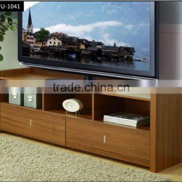 brown dinish with double drawers utility wooden television furniture