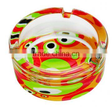 High Quality Glass Ashtray With Decal on Bottom,round Glass Ashtray, Pocket Ashtray photo-2