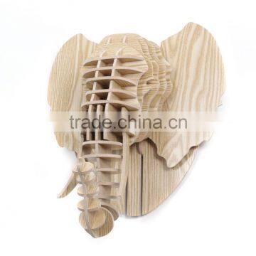Home Wall Mounted Wooden Elephant Head Decoration photo-4