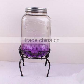 10L Hand Painted Glass Beverage Dispenser With Metal Stand photo-3