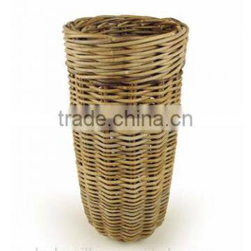 Rustic Round Wicker Umbrella Stand Basket photo-2