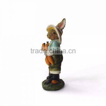 Garden Bunny Farmer Rabbit Resin Statue With Carrot photo-2