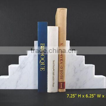 Desktop deco Wholesale Carrara Marble Bookends Office Decor book stand