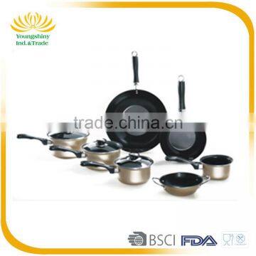 Hot selling popular 10pc gold nonstick cookware set