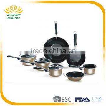Hot Selling Popular 10pc Gold Nonstick Cookware Set