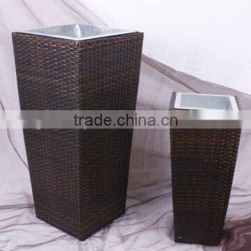 Plastic rattan planter