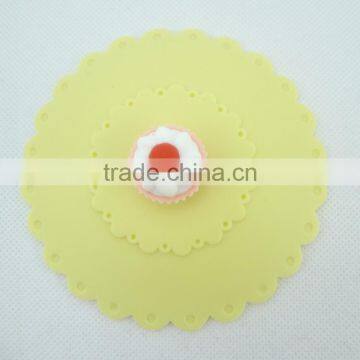 Food Grade Silicone Rubber Anti-dust Airtight Seal Silicone Drink Cup Lids With Cake Shape photo-2