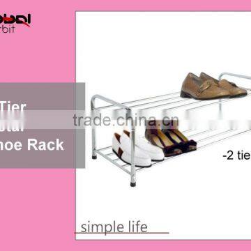 Home Product 2 tier Metal Chrome Finish Simple Shoe Rack
