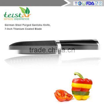 German Steel Forged Santoku Knife, 7-Inch Titanium Coated Blade photo-2