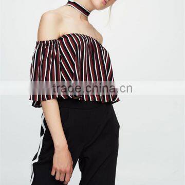 Sexy Fashion Design Women Elastics Choker Neck Top