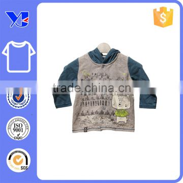 Screen printing lovely hood botton clousure easy wear cartoon cute little boys hoodie