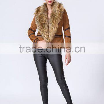New Fashion Wholesale Clothing Manufacturers Women Suede Jacket With Fur Collar photo-3