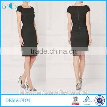 Women Office Dresses 2017 New Designs Black 100% Polyester Fabric Work Dress