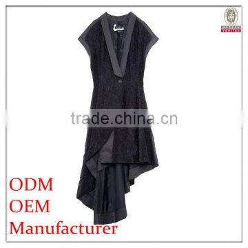 sexy cap sleeve ladies spring coats in lace with uneven hem
