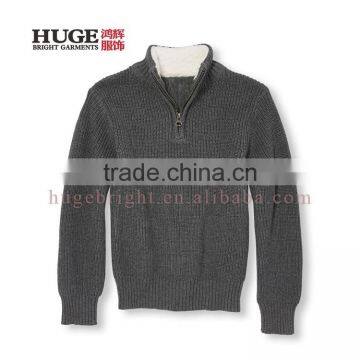 Boys Long Sleeve 100% Cotton Lined Collar Half-Ziper Sweater