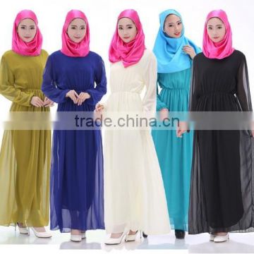 fashion summer long sleeve chiffon hijab muslim dress