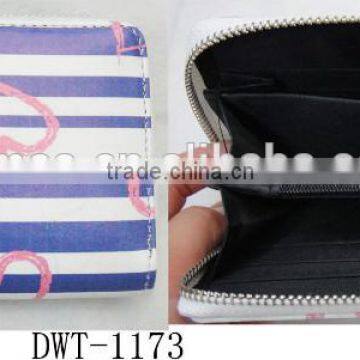 Hot stripe PU leather 2016 Lady new popular heart wallet