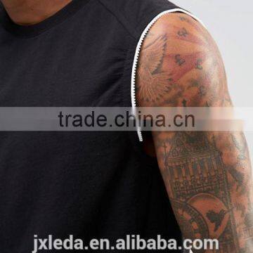 2016 Summer 100% Cotton French Terry Zip Cuffs Sleeveless Men Sweatshirt Wholesale Custom photo-3