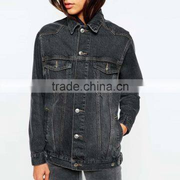 Black Plain Denim Jacket Women Cheap Factory Price in Bulk photo-3