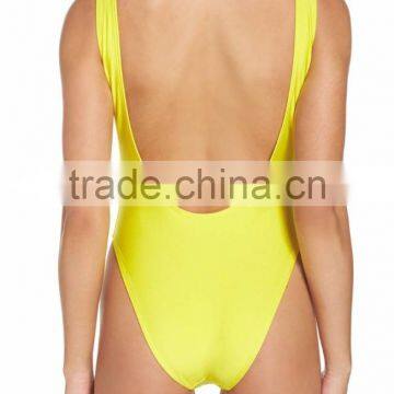 Classic Pineapple Printed Neon One Piece Swimsuit High Cut Legs Lined Without Bra Bodysuit Scooped Neck Low Cut Back Custom photo-3