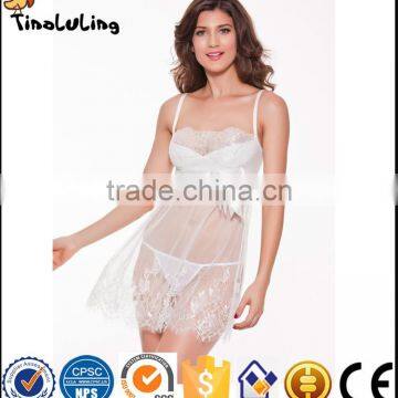 Sexy bud silk bow skirt sexy lingerie hot transparent tight women's pajamas