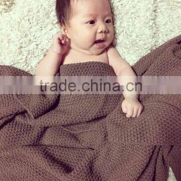 2016 hot sell high quality breathable 100% cotton knitted baby blanket