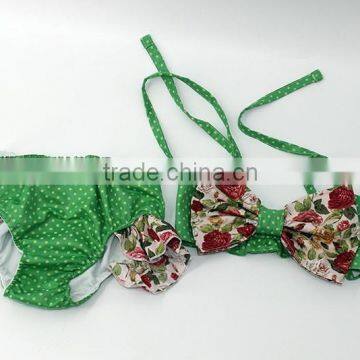 Greenery Baby Summer Seaside Floral Sling Bowknot Swimsuit for 2017 Cute Lovely Chic Wholesale photo-2