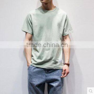 Summer is Pure And Fresh And Stripe of Cultivate One's Morality Short Sleeve T-shirt Men Round Collar