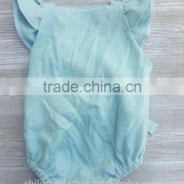 Boutique Summer Newborn Baby Clothes Solid Color Linen Frock Adjustable Wholesale Girl Romper