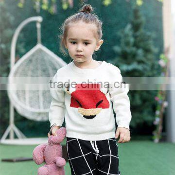 S17697A Wholesale Round Neck Long Sleeve Cotton Knit Kid Sweater