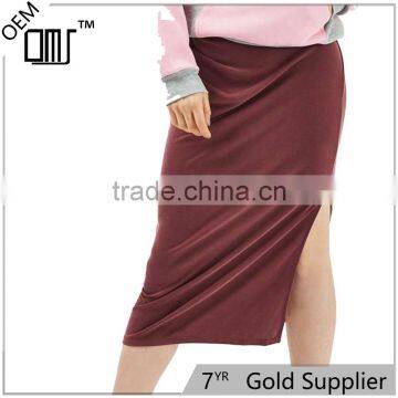 2017 OEM Spring Aubergine Calf Length Casual Loose Pencil Skirt