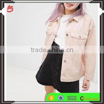 2017 new style Oversized Colored Soft Shell Denim Jacket Custom Distressed jeans jacket