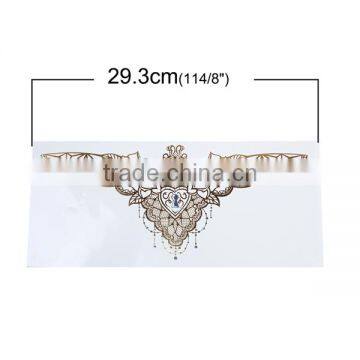 Paper Removable Waterproof Temporary Sternum Tattoo Sticker Body Art Golden Wing Pattern Rose Flower Temporary Belly Tattoos photo-2