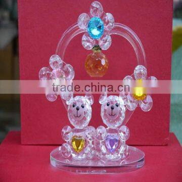 crystal teddy bear for wedding gift with flower