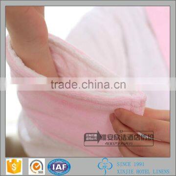 luxury set girls jacquard cotton bath robe with pink collar