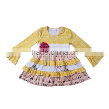 baby boutique wholesale baby girl dress floral print long sleeve latest dress designs