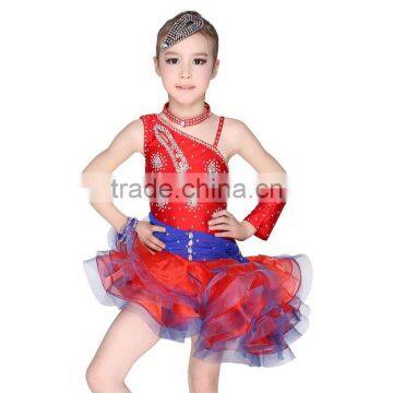 Girls Kids Latin Dance Costumes Red Stage Dance Wear For Child photo-3