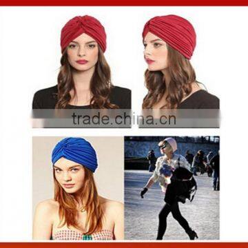 New Design Unisex Pure Color Turban Headband/ Hat Watermelon Cap Headset Cap India Cap Folding In Hair Wrap/Woman Fashion Band