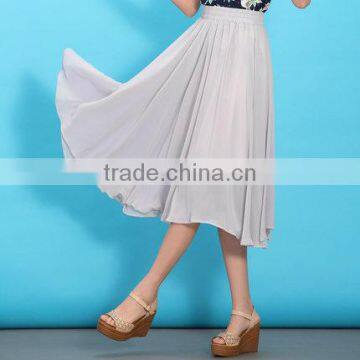 Latest long skirt design 2016 Ladies Slim Grace Long Chiffon Skirts,Hot Sale Fashion Long Chiffon A-line Skirts For Women