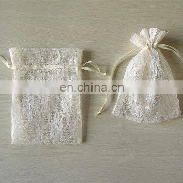 Fashion White Promotion Customized Size Gift Lace Drawstring Bag photo-6