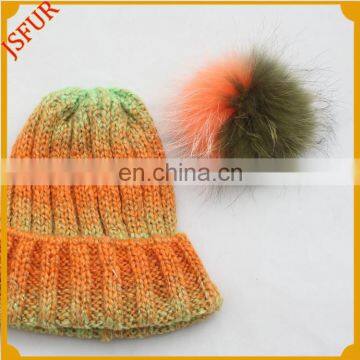 Superior Quality Ladies Cream Knit With Hat Faux Fur Bobble Pom Ski Winter Hats photo-4