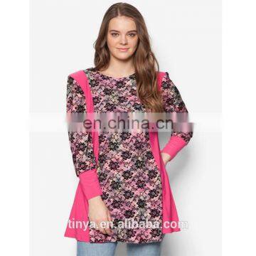 Fashion design islamic clothing wholesale ladies tops long sleeve printing women muslim blouse