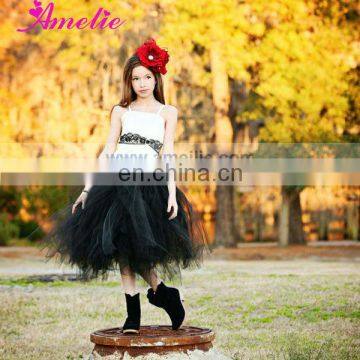 A3G003 Net skirt black and white flower girl dresses