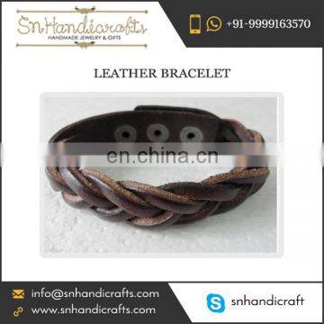 New Terra Cotta Colour Leather Bracelet for Bulk Sale at Decent Price