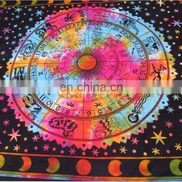 Twin Zodiac Astrology Indian Art Tapestry Wall Hanging Hippie Tie & Dye Mandala Horoscope Tapestries Wall Decor Ethnic Home Art photo-2