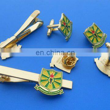 gold plated ghana school gifts badge metal blank tie clip cufflinksfor promotion